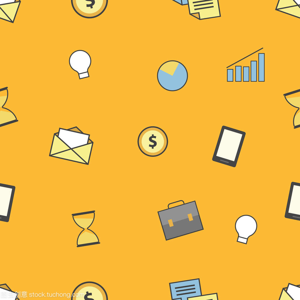 業(yè)務(wù)和財(cái)務(wù)圖標(biāo)的設(shè)置。無縫圖案背景